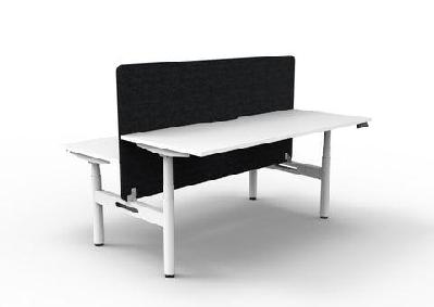 rl halo+ height adjustable back to back 2 user workstation with black eco panel screenw1800 x d750 / white top white satin base / with cable tray