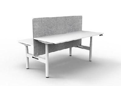 rl halo+ height adjustable back to back 2 user workstation with grey eco panel screenw1500 x d750 / white top white satin base / without cable tray