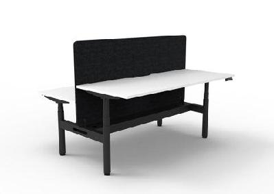 rl halo+ height adjustable back to back 2 user workstation with black eco panel screenw1200 x d750 / white top black satin base / without cable tray