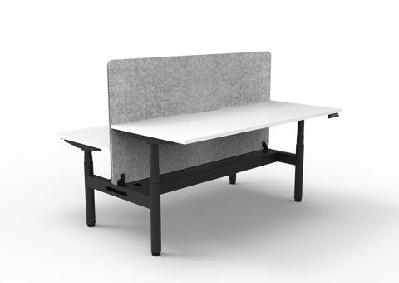 rl halo+ height adjustable back to back 2 user workstation with grey eco panel screenw1200 x d750 / white top black satin base / with cable tray