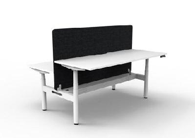 rl halo+ height adjustable back to back 2 user workstation with black eco panel screenw1200 x d750 / white top white satin base / without cable tray