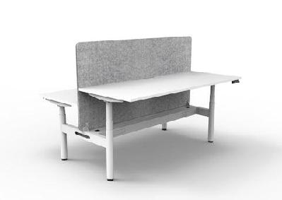 rl halo+ height adjustable back to back 2 user workstation with grey eco panel screenw1200 x d750 / white top white satin base / without cable tray