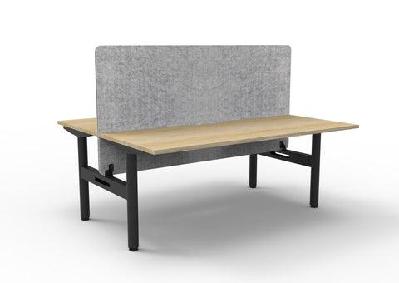 rl halo static back to back 2 user workstation with eco panel screen1500w x 750d / without cable tray / oak top black base grey screen