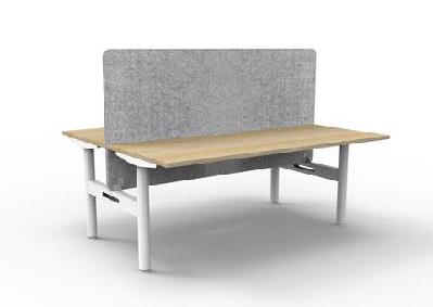 rl halo static back to back 2 user workstation with eco panel screen1500w x 750d / without cable tray / oak top white base grey screen