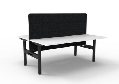 rl halo static back to back 2 user workstation with eco panel screen1500w x 750d / without cable tray / white top black base black screen