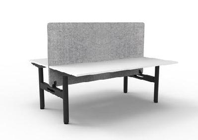 rl halo static back to back 2 user workstation with eco panel screen1500w x 750d / without cable tray / white top black base grey screen