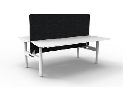 rl halo static back to back 2 user workstation with eco panel screen1500w x 750d / without cable tray / white top white base black screen