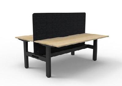 rl boost static 2-user double sided workstation with black eco panel screen w1500 x d750 / natural white top black satin base / without cable tray 