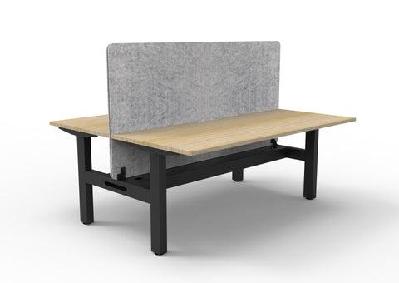 rl boost static 2-user double sided workstation with grey eco panel screen w1500 x d750 / natural white top black satin base / without cable tray