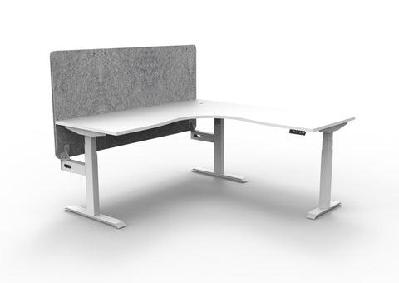 rl boost+ height adjustable corner workstation with grey eco panel screen 1pw1800 x w1500 x d750 / natural white top white satin frame / without cable tray