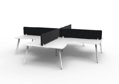 rl eternity workstation for 4 users with eco panel screenw1800 x w1500 / natural white top white satin base / black