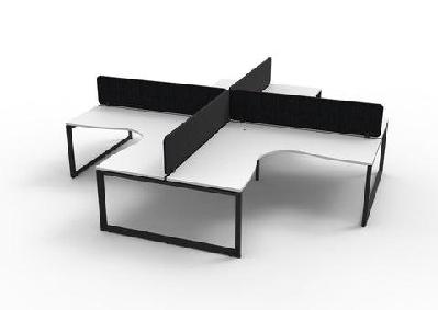 rl infinity profile leg 4 people corner workstation with screenwhite top black base / w1800 x w1500 x d750 / eco panel black