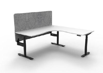 rl halo plus height adjustable corner workstation with grey eco panel screen1800w x 1800w / natural white top black satin base / without cable tray