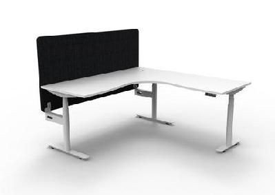 rl halo plus height adjustable corner workstation with black eco panel screen1800w x 1500w / natural white top white satin base / without cable tray