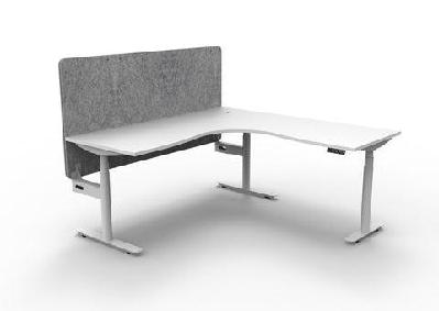 rl halo plus height adjustable corner workstation with grey eco panel screen1800w x 1800w / natural white top white satin base / without cable tray