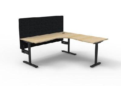 rl halo static corner workstation with eco panel screen1800w x 1500w / without cable tray / oak top black base black screen
