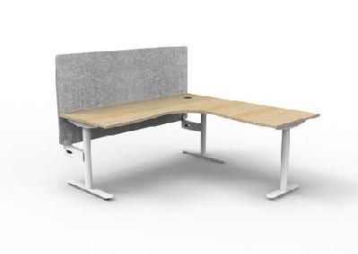 rl halo static corner workstation with eco panel screen1800w x 1500w / without cable tray / oak top white base grey screen