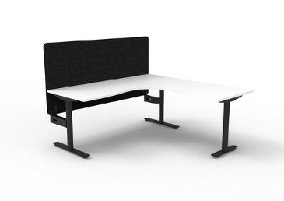 rl halo static corner workstation with eco panel screen1500w x 1500w / without cable tray / white top black base black screen