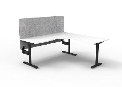rl halo static corner workstation with eco panel screen1800w x 1500w / without cable tray / white top black base grey screen