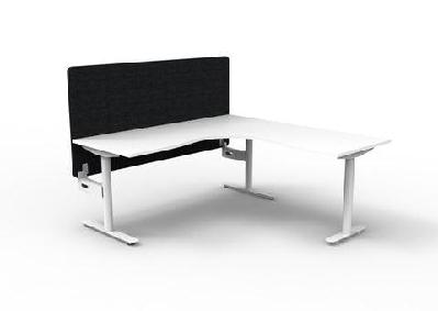 rl halo static corner workstation with eco panel screen1800w x 1500w / without cable tray / white top white base black screen