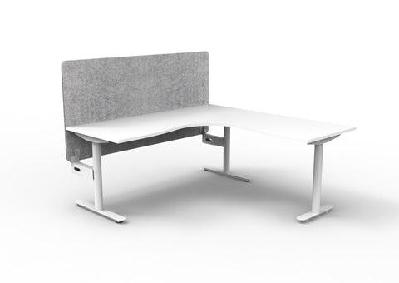 rl halo static corner workstation with eco panel screen1800w x 1500w / without cable tray / white top white base grey screen