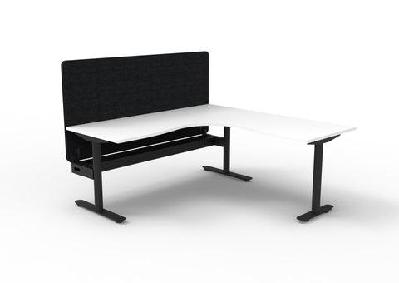rl halo static corner workstation with eco panel screen1500w x 1500w / with cable tray / white top black base black screen