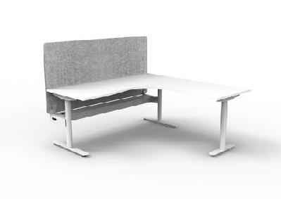 rl halo static corner workstation with eco panel screen1500w x 1500w / with cable tray / white top white base grey screen