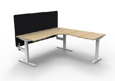 rl boost static corner desk with eco panel screen1500w x 1500w / without cable tray / oak top white base black screen
