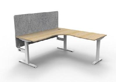 rl boost static corner desk with eco panel screen1800w x 1500w / without cable tray / oak top white base grey screen