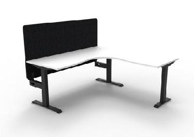 rl boost static corner desk with eco panel screen1800w x 1500w / without cable tray / white top black base black screen