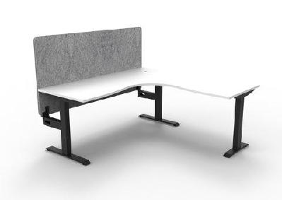 rl boost static corner desk with eco panel screen1500w x 1500w / without cable tray / white top black base grey screen