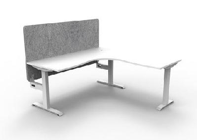 rl boost static corner desk with eco panel screen1500w x 1500w / without cable tray / white top white base grey screen
