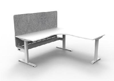 rl boost static corner desk with eco panel screen1500w x 1500w / with cable tray / white top white base grey screen