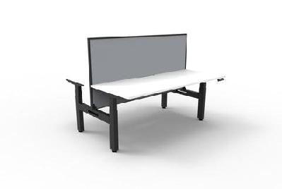 rl boost+ height adjustable 2 user back to back workstation with shush30 screen1800w x 750d / natural white top black satin frame / without cable tray