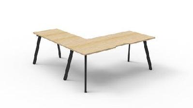 rl eternity corner desk with return natural oak top white satin base 