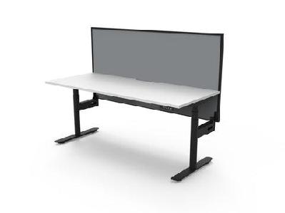 rl halo plus motorized height adjustable desk with shush30 screenw1800 x d750 / white top black base grey screen / without cable tray