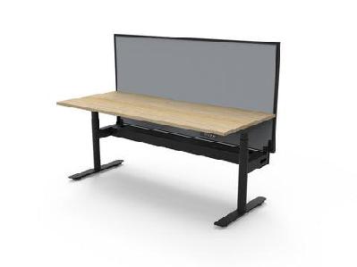 rl halo plus motorized height adjustable desk with shush30 screen w1500 x d750 / oak top white base black screen / without cable tray