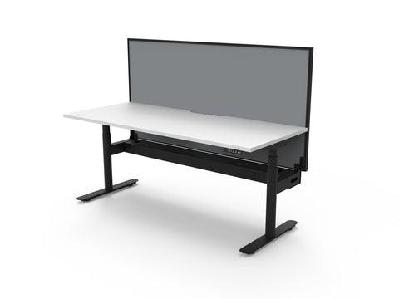 rl halo plus motorized height adjustable desk with shush30 screenw1800 x d750 / white top black base grey screen / with cable tray