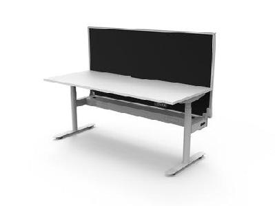 rl halo plus motorized height adjustable desk with shush30 screenw1200 x d750 / white top white base black screen / with cable tray