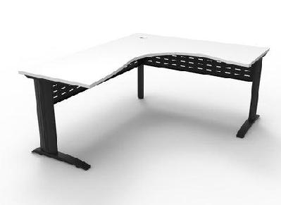 rl deluxe rapid span corner desknatural white top black satin base / 1800w x 1200w