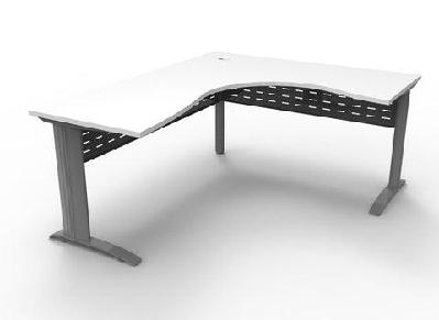 rl deluxe rapid span corner desknatural white top silver base / 1800w x 1500w
