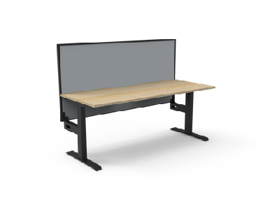 rl boost static single sided workstation with aluminium framed screenw1800 x d750 / without cable tray / natural oak top black satin base