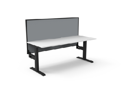 rl boost static single sided workstation with aluminium framed screenw1800 x d750 / without cable tray / natural white top black satin base