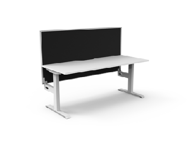 rl boost static single sided workstation with aluminium framed screenw1800 x d750 / without cable tray / natural white top white satin base