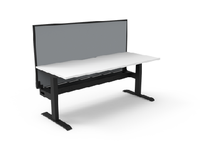 rl boost static single sided workstation with aluminium framed screenw1800 x d750 / with cable tray / natural white top black satin base