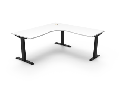 rl boost static corner desk 1800w x 1800w / without cable tray / natural white top black satin base