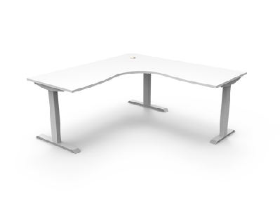 rl boost static corner desk 1800w x 1800w / without cable tray / natural white top white satin base