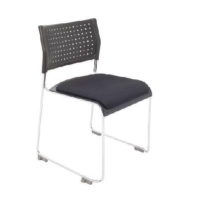 rl wimbledon stackable chrome sled base visitor chair with seat cushion
