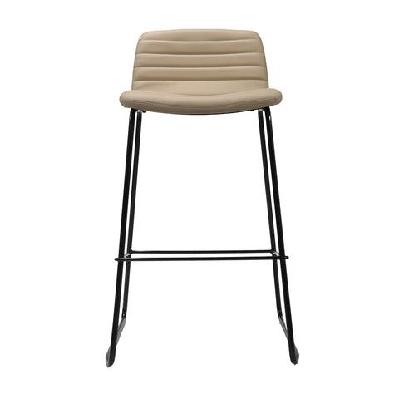 rl pixel pu leather upholstered sled base counter stool almond with white frame