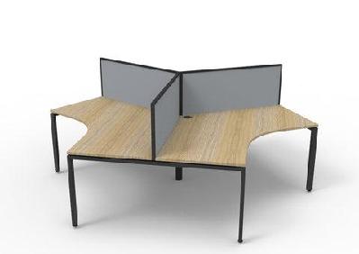 rl infinity 120 degree profile leg workstation for 3 users with framed screenoak top black base grey screen